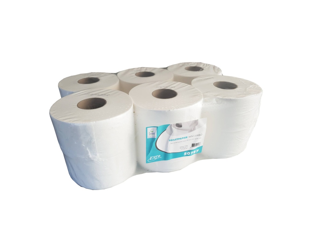 Toiletpapier Mini Jumbo cellulose wit 2-laags 150 meter - 12 rol p/pak