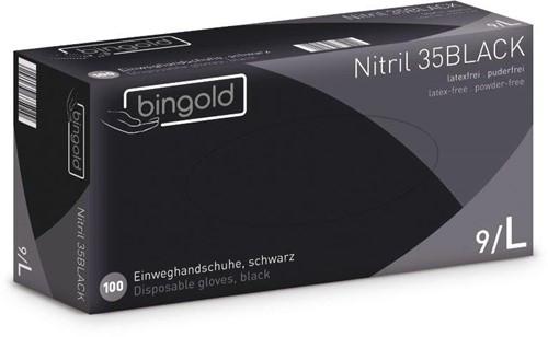 [635103] Bingold Nitril 35 Black zwarte handschoenen L – doos 10 x 100 (1.000 stuks)