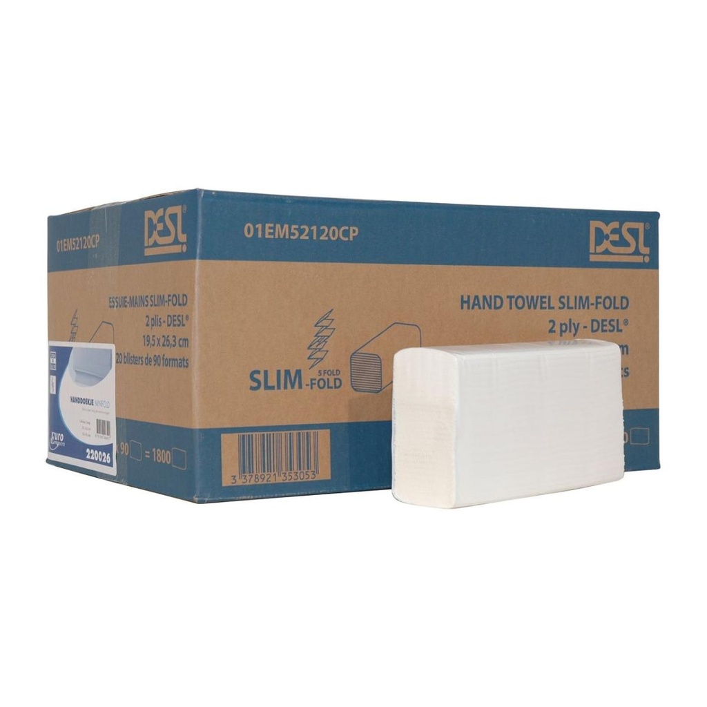 [220026] Handdoekpapier Minifold cellulose 2 laags 26,5x20,5 cm - 1760 stuks
