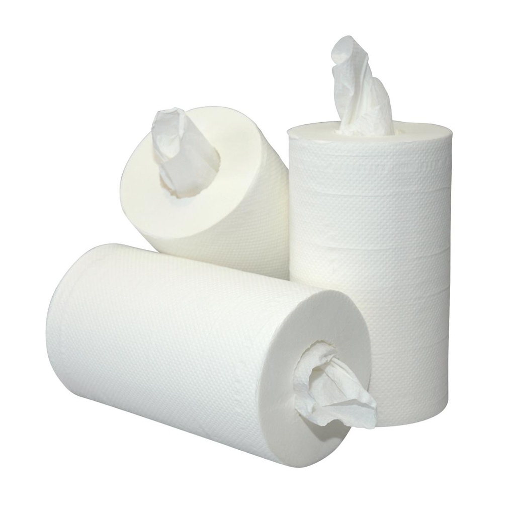 [118060] Mini poetspapier wit 2 laags cellulose zonder koker 60 meter - 12 rol p/doos