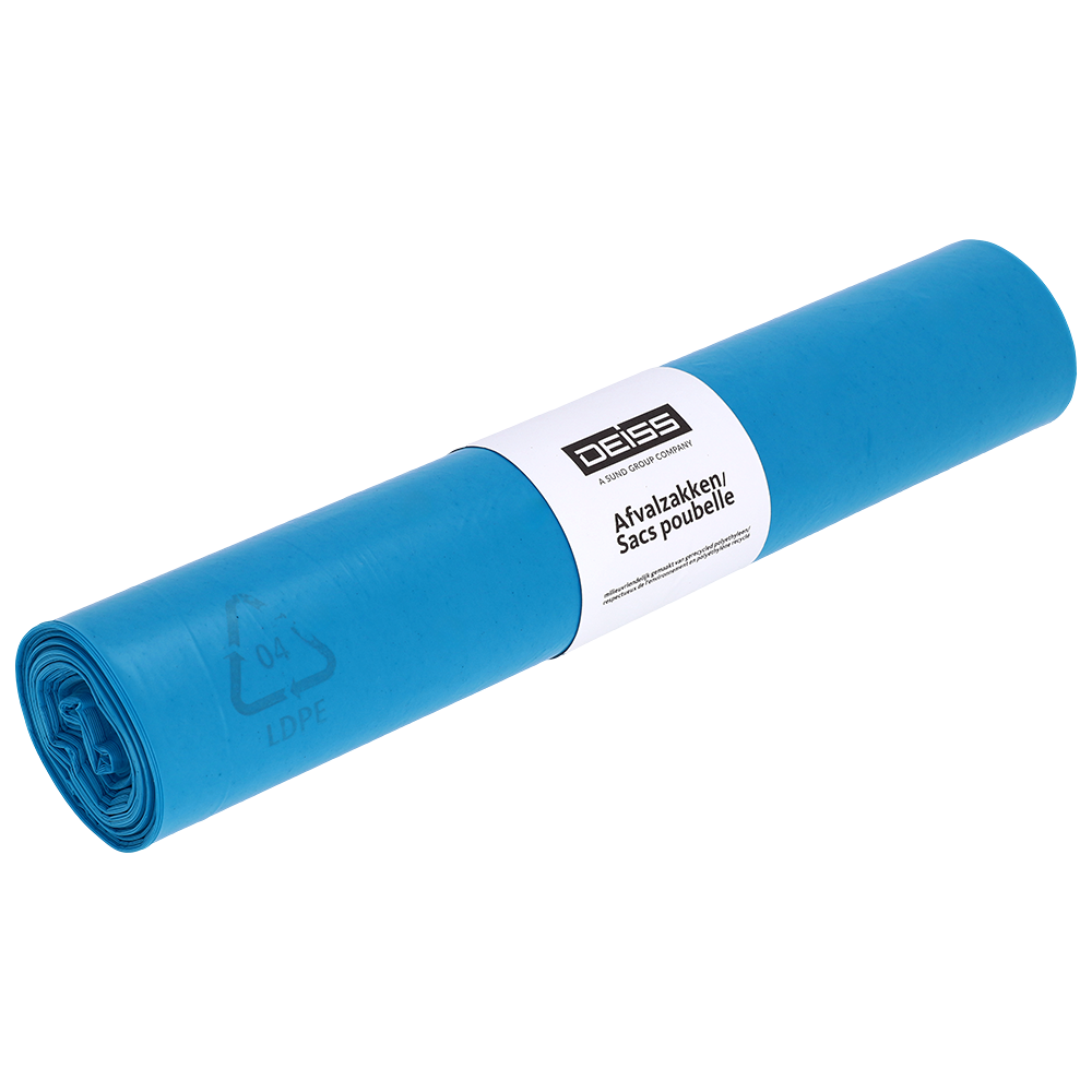 [90544] Afvalzak LDPE 65x50x135x0,04 cm blauw 240 liter 10 rol a 10 zakken p/ds