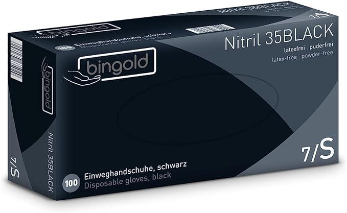 [635101] Bingold Nitril 35 Black zwarte handschoenen S – doos 10 x 100 (1.000 stuks)