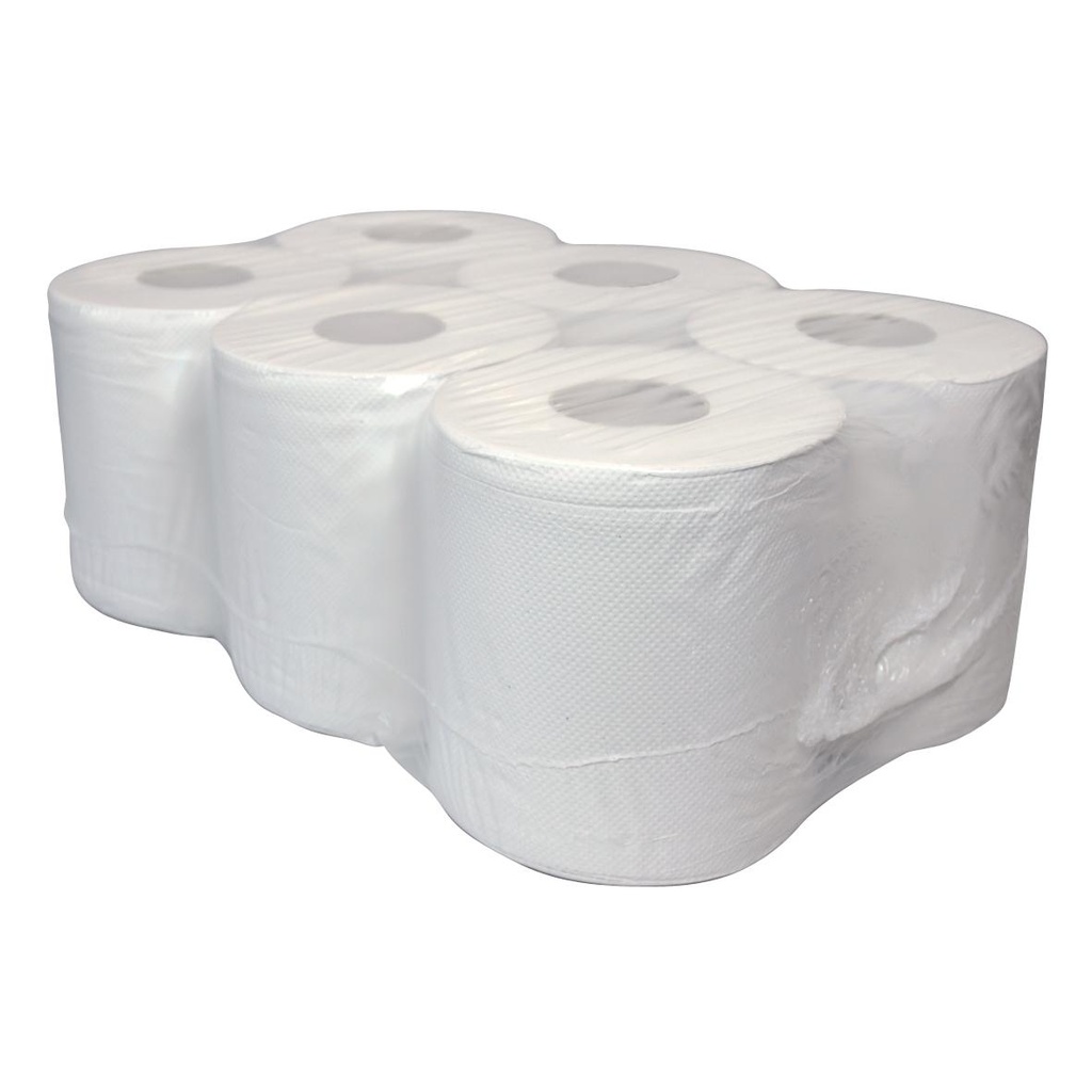 [P52314] Midi poetspapier recycled wit 2 laags naturel 130 m x 19 cm - 6 rol p/pak