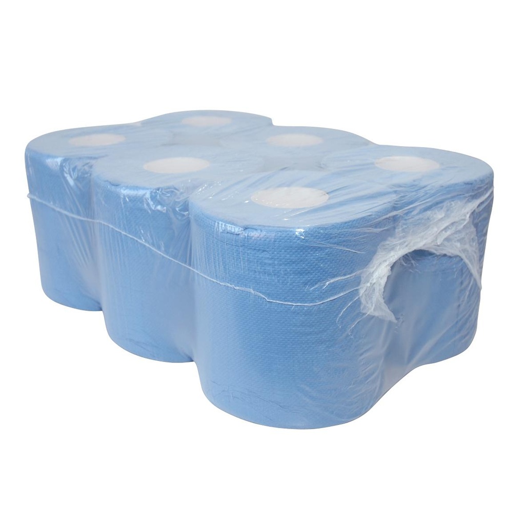 [P52313] Midi poetspapier recycled blauw 2 laags verlijmd 150 m x 20 cm - 6 rol p/pak